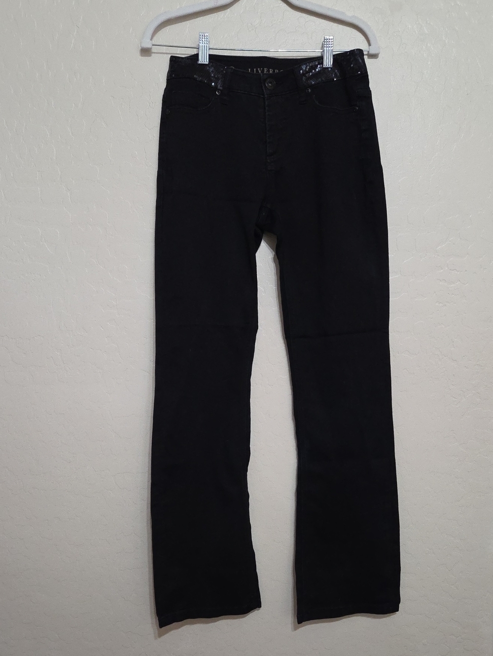 Liverpool Jeans Company Black Sequin Trim Flare Jeans